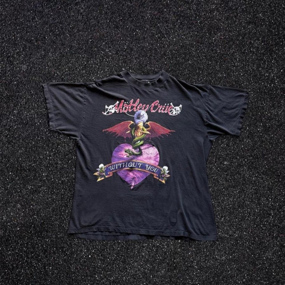 Vintage 1989 Motley Crue Dr Feelgood Shirt XL Brockum Distressed Faded Black